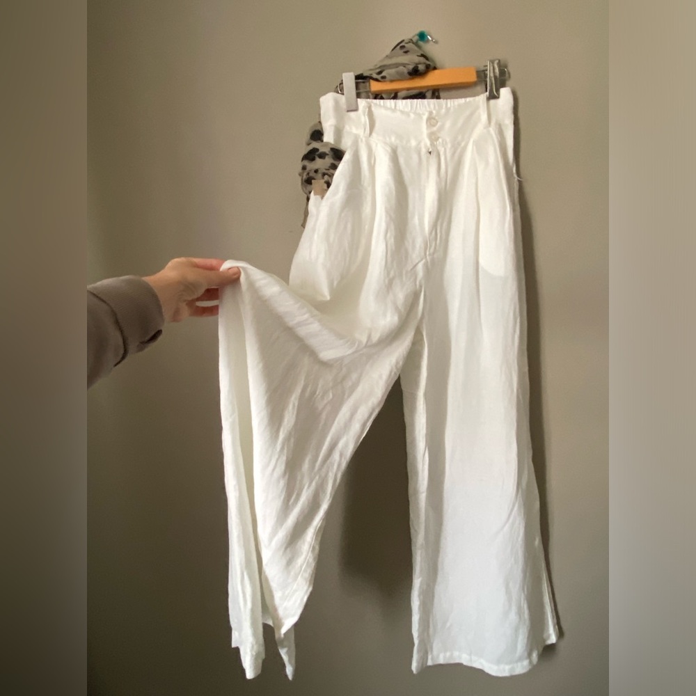 Young Fabulous & Broke White Linen Wide-Leg Pants